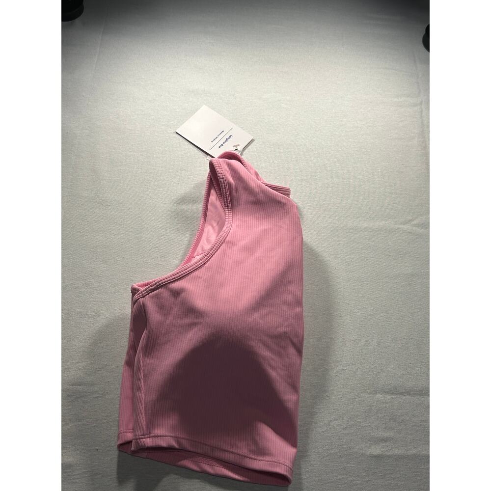 JoyLab Women’s Medium Pink Ribbed Lace Up Cropped Athletic Tank Top NWT - Picture 3 of 5